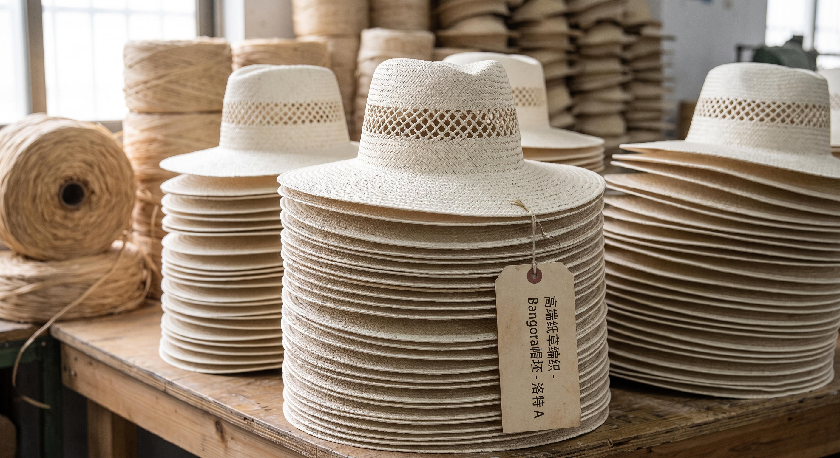 Close-up of Bangora Hat Body made from durable Paper Hat Body material for Western Straw Hats manufacturing