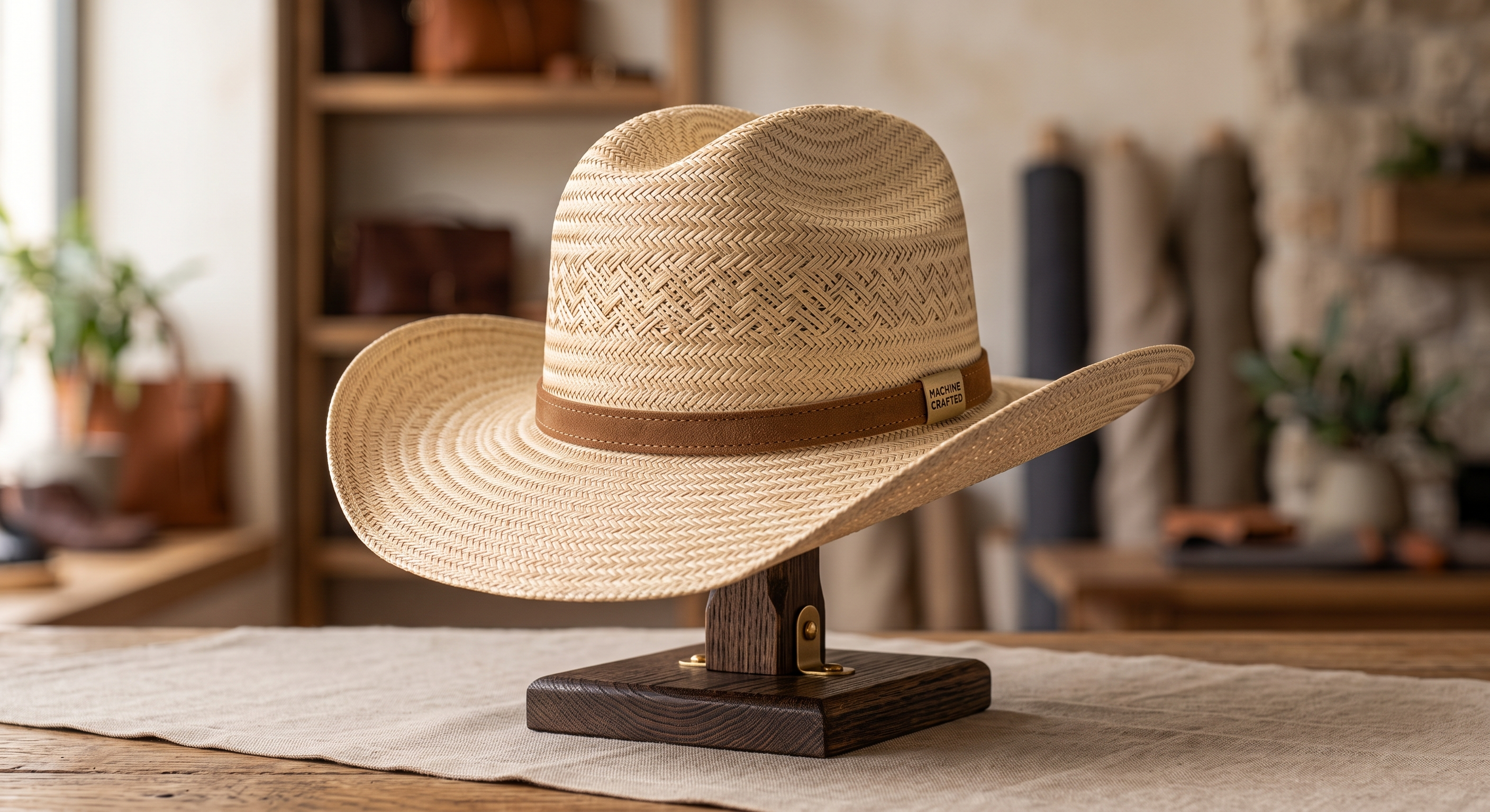 Machine Woven Bangora Hats with uniform weave pattern designed for wholesale buyers and Western straw hat collections