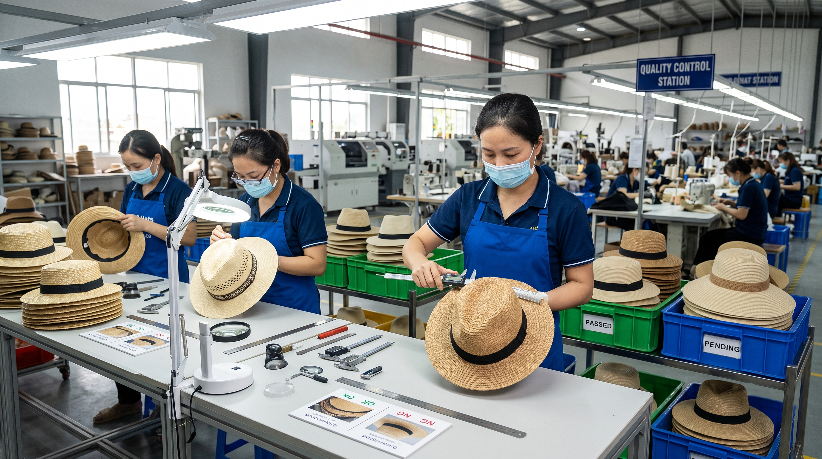 Professional quality inspection process for wholesale straw hats before shipment