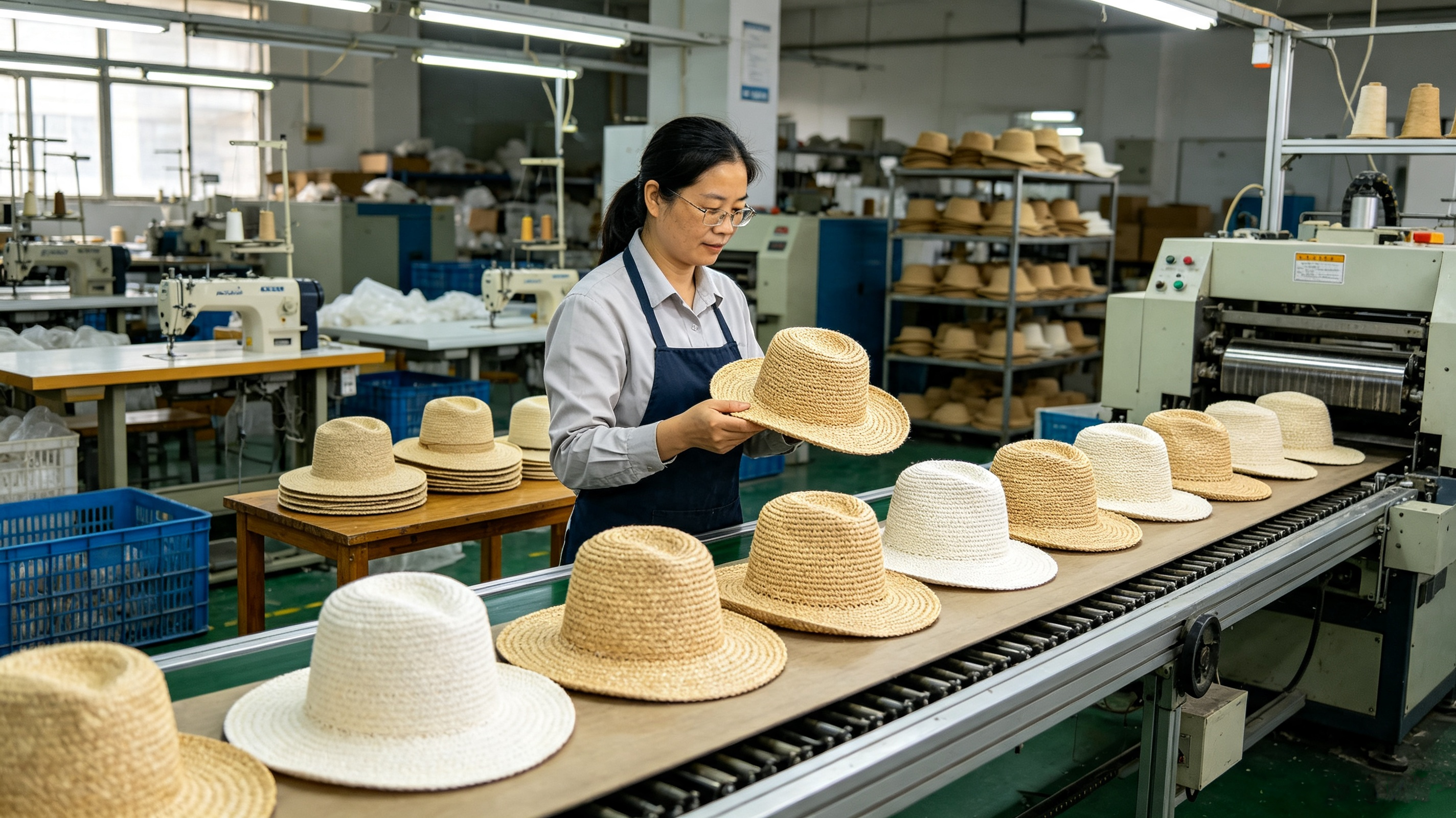 Quality control during Bangora machine woven hat production