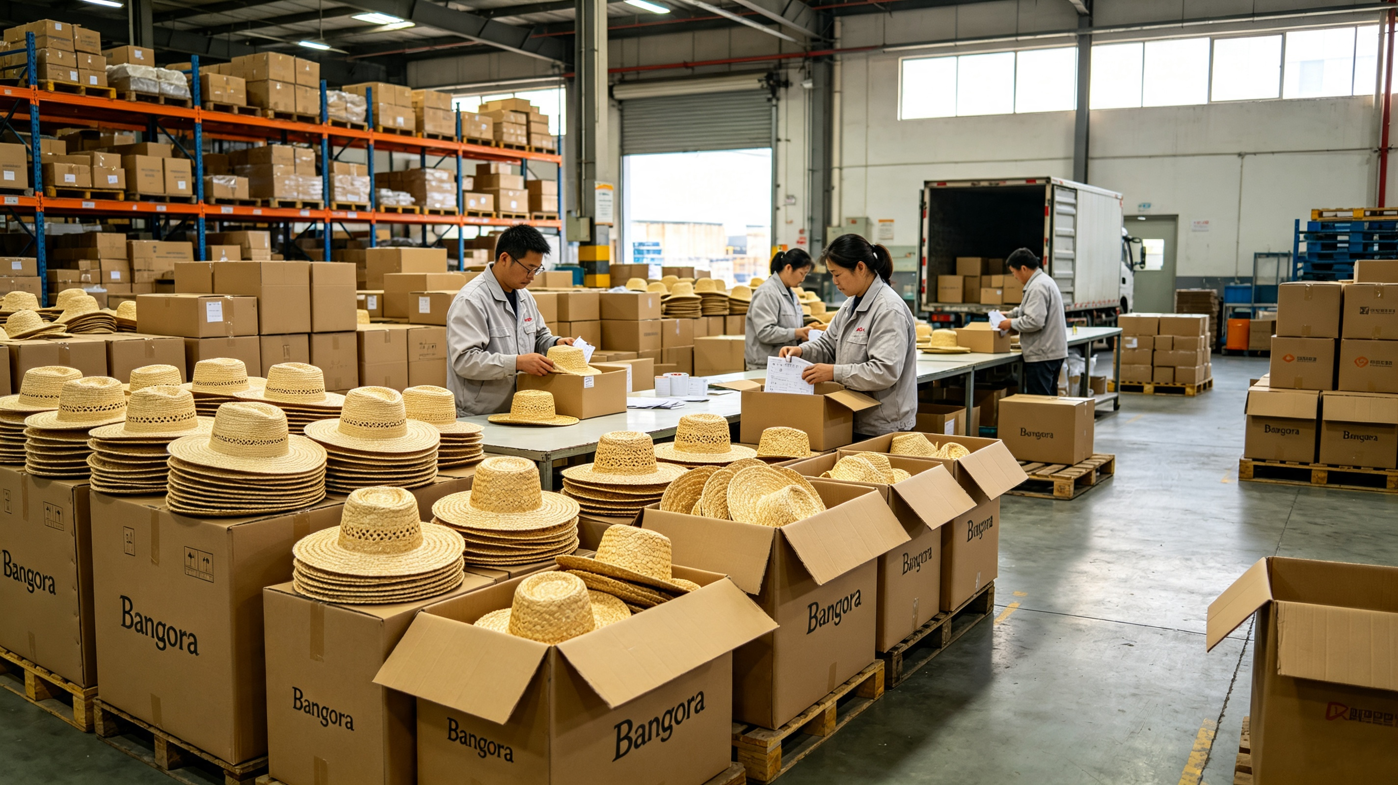 Large volume Bangora hat production for international B2B supply